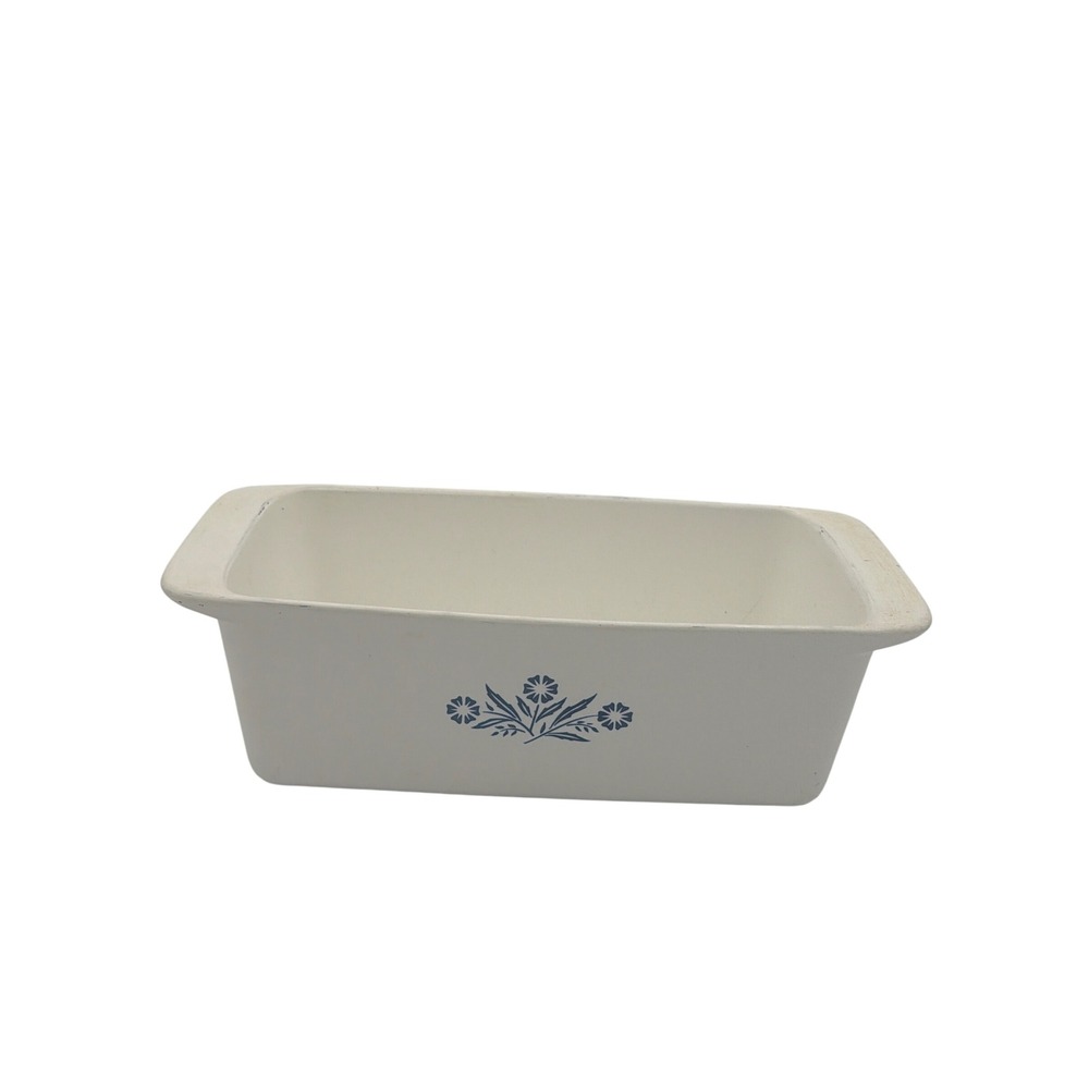 Vintage Corning Ware Blue Cornflower Loaf Pan P-4-B White Pyroceram 1.5 Qt USA
